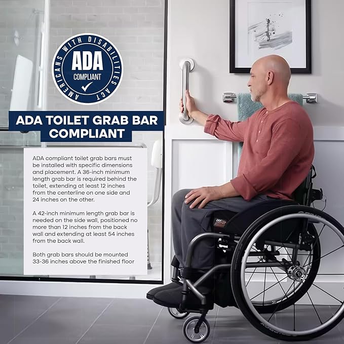 Highcraft Grab Bar for Bathtubs and Showers, Shower Grab Bars for Seniors and Elderly, Safety Bar for Bathroom 42" x 1.5" ADA Compliant Grab Bar, Heavy Duty Stainless Steel Shower Handle Wall Mount