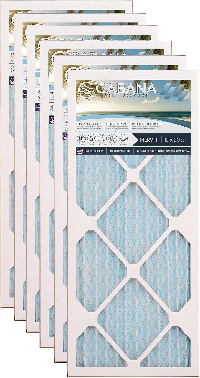 Cabana Filters 6-Pack 12x20x1 MERV 11 AC Furnace Air Filter by CabanaAirFilters