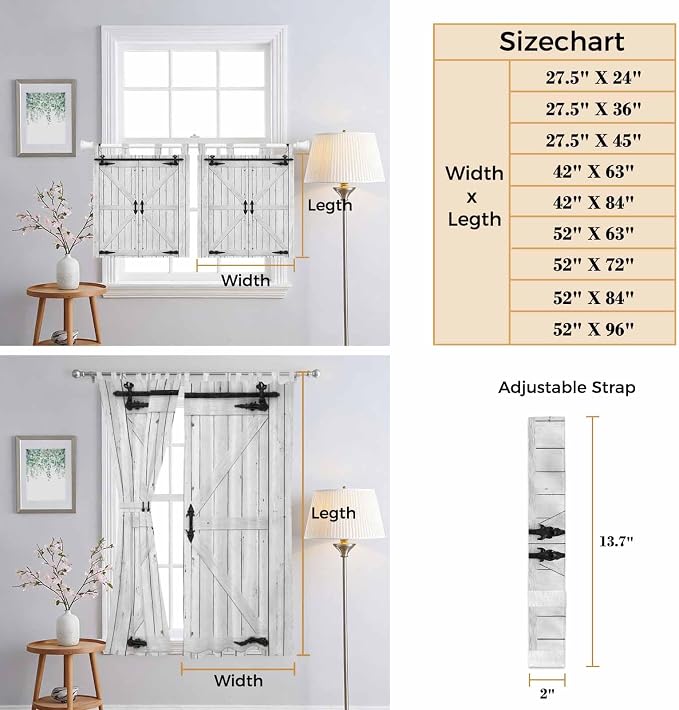 Farmhouse Wood Grain Kitchen Curtains 24 Inch Length, Small Window Curtains Tab - Image 8