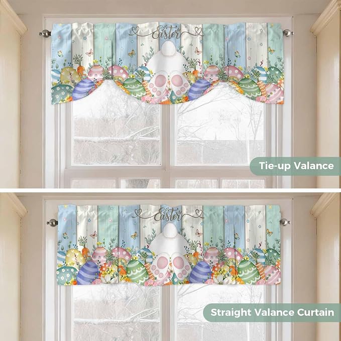 Easter Tie Up Valance Curtains for Windows, Kitchen Curtains Window Shades - Image 5