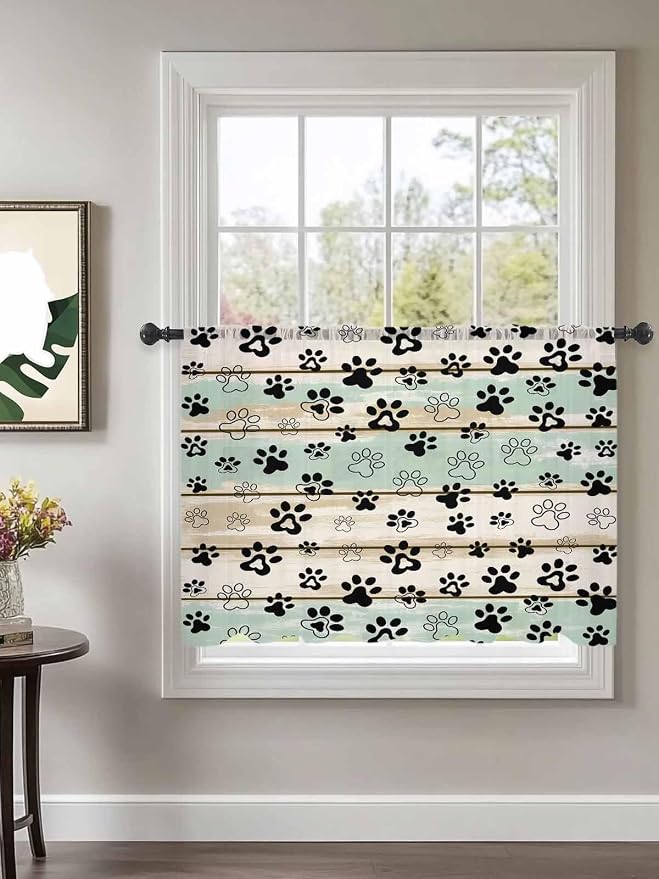 Sheer Curtains 54 Inch Length, Sage Green Beige Farmhouse Semi Sheer Curtains - Image 2