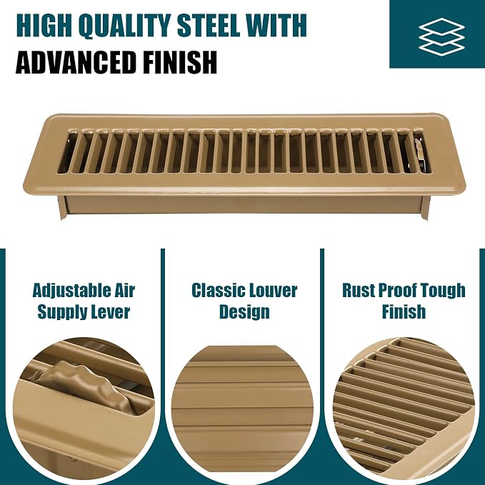 VOISEN Floor Register 2x12, 6 Pack Floor Vent Covers, Steel Adjustable Air - Image 5