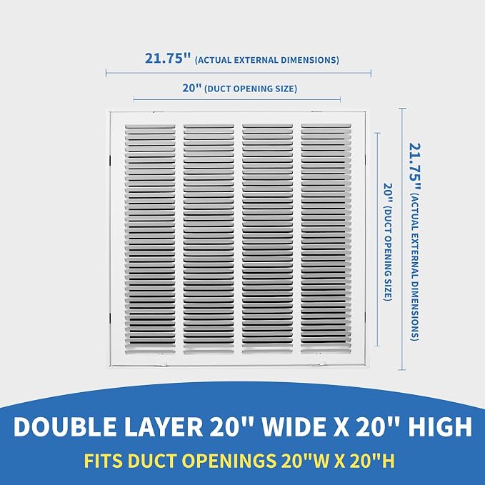 20 x 20 Return Air Grille, Return Air Vent Cover - Image 2