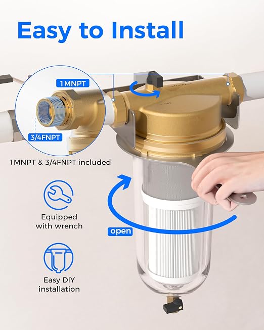 Waterdrop Mega Spin Down Sediment Filter, Reusable Whole House Water Filter - Image 8