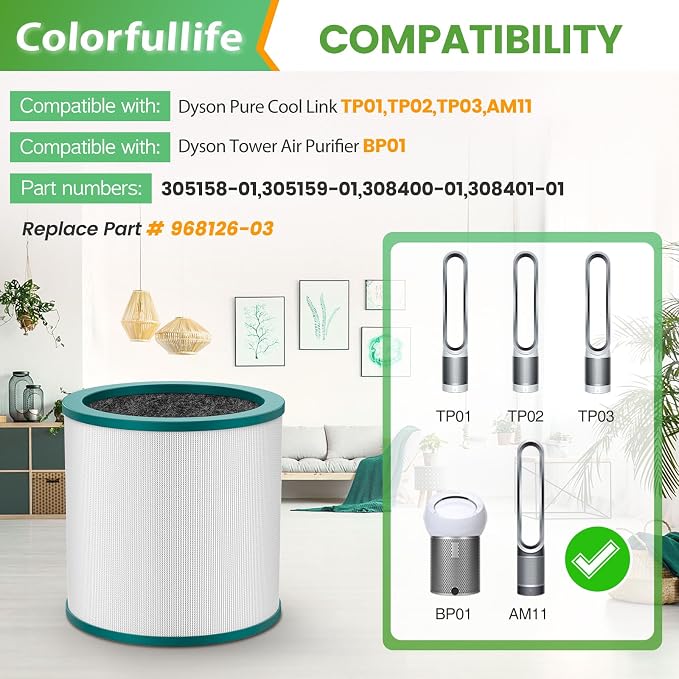 TP01 Replacement Filter for Dyson Tower Pure Cool Link TP01, BP01 Models Air - Image 3
