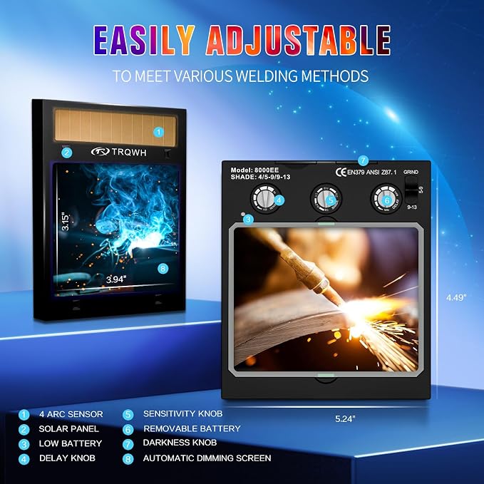 TRQWH Welding Lens Auto Darkening Welding Helmet Lens True Color Technology - Image 4