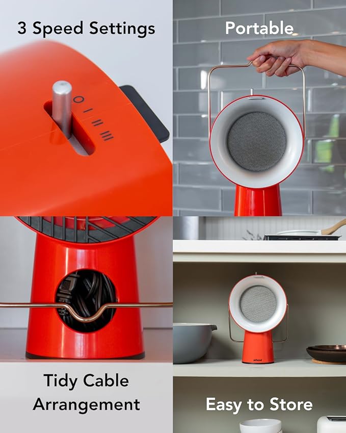 AirHood Wired Range Hood Portable Kitchen Exhaust Fan, Cadmium Orange | Dual - Image 3