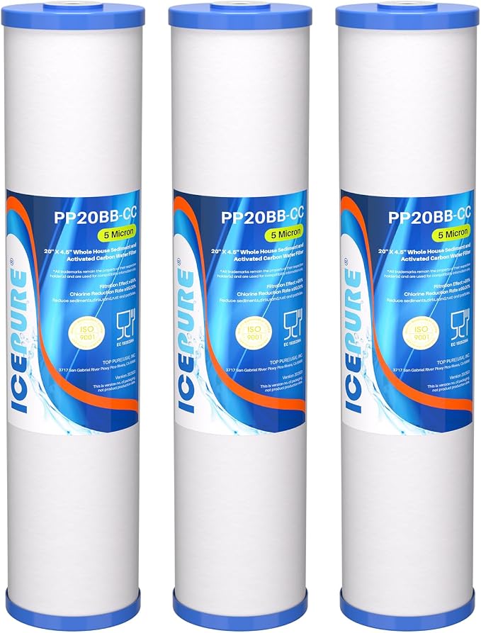 ICEPURE 5 Micron 20" x 4.5" Whole House Sediment and Carbon Water Filter by ICEPURE
