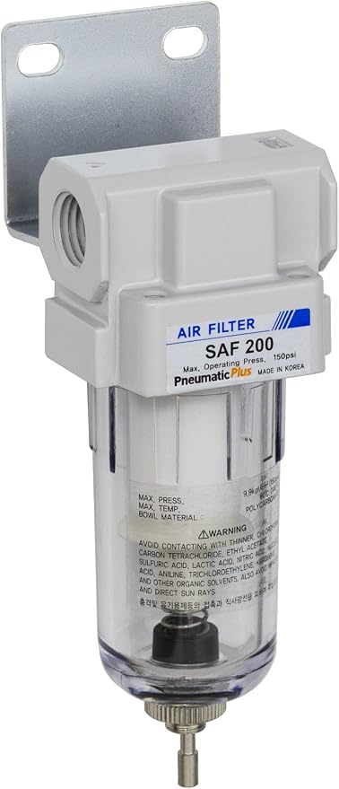 PneumaticPlus SAF200-N02B Miniature Compressed Air Particulate Filter 1/4" NPT by PneumaticPlus