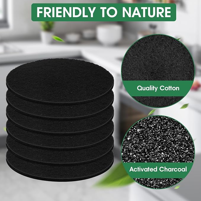 6 Pack Charcoal Filters for Compost Bucket，Compost Filters for Countertop Bin， - Image 6