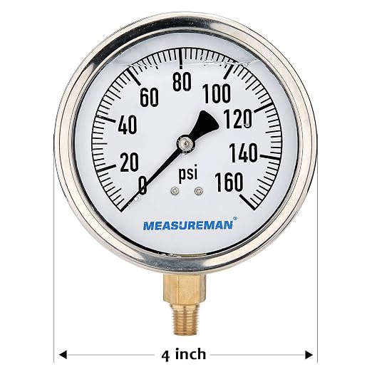MEASUREMAN 4" Dial Size, Glycerin Filled Plumbing Pressure Gauge, Stainless - Image 5