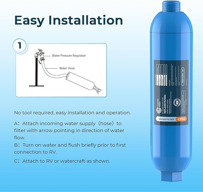 CRYSTALA RV/Camper Water Filter, Inline Water Filter Effectively Reduces Bad - Image 4