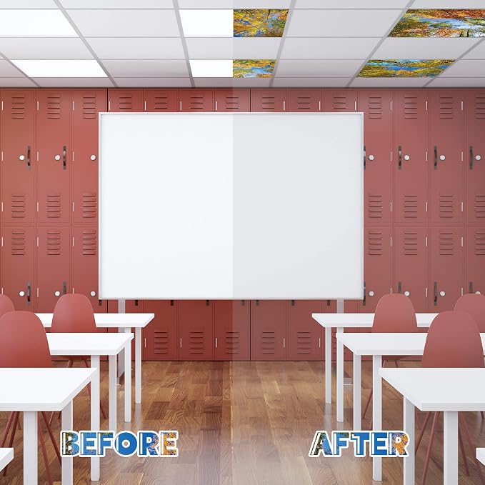 Amylove 4 Pcs Fluorescent Light Covers Classroom Ceiling Panels Light Filters - Image 4