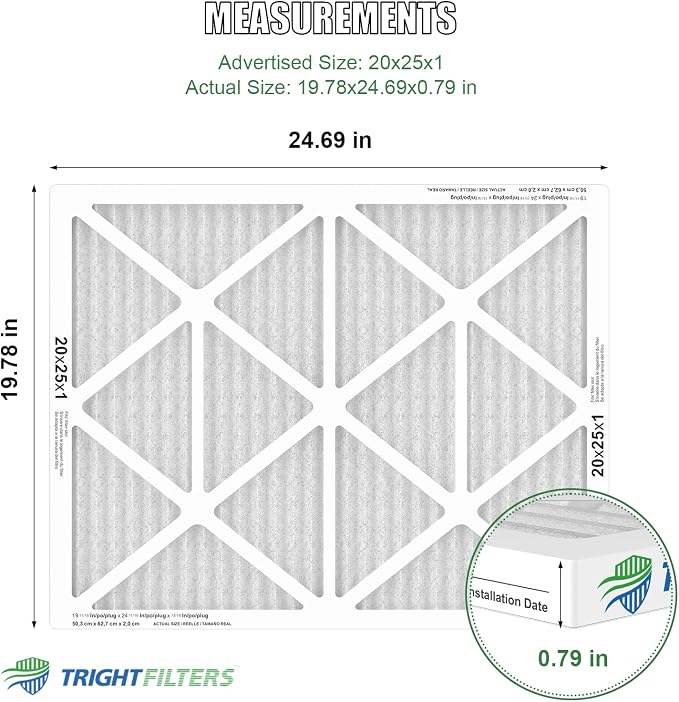 20x25x1 Air Filter 4 Pack, MERV 8 Pleated Dust Defense Air Filters Replacement - Image 2