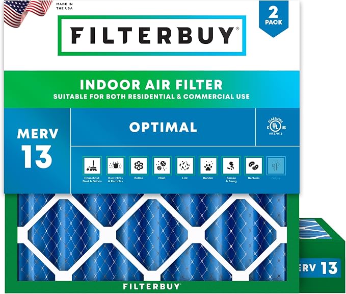 Filterbuy 27x27x4 Air Filter MERV 13 Optimal Smoke & Allergy Defense, by Filterbuy