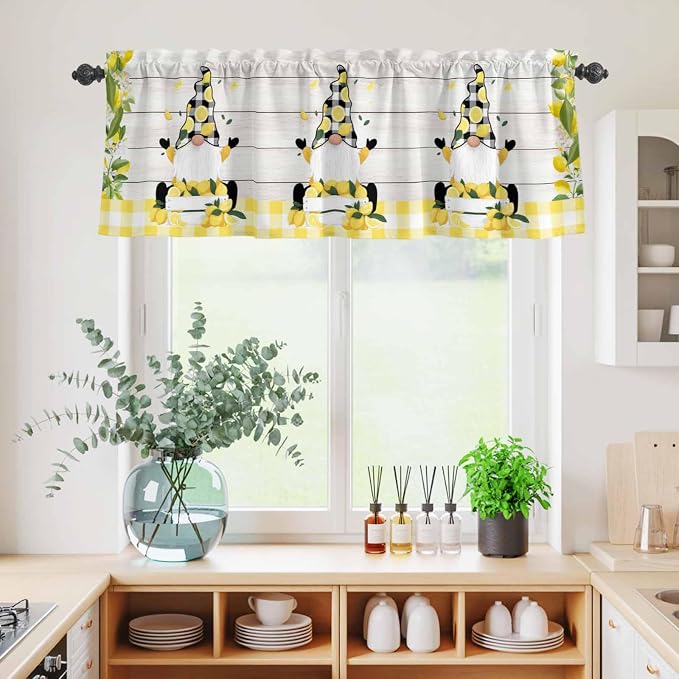 Lemon Gnomes Kitchen Curtains Set 3 Piece - Image 6