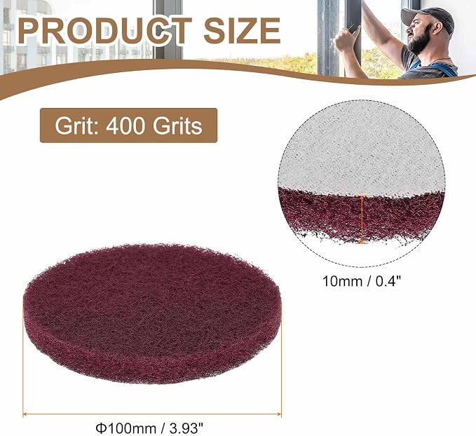 HARFINGTON 24pcs Scrubber Scouring Pads 400 Grits 4 Inch Drill Power Brush Hoop - Image 2