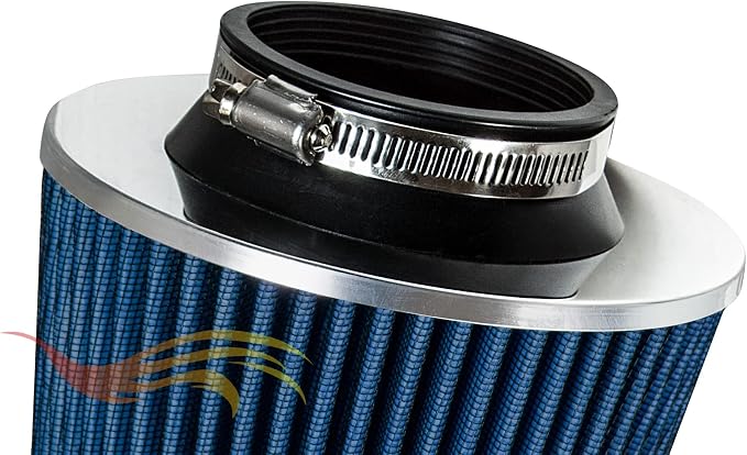 BLUE 3.5" 89 mm Inlet Truck Air Cone Replacement Performance Washable Clamp-On - Image 6