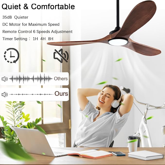 QUTWOB 52" Wood Ceiling Fans - Image 3