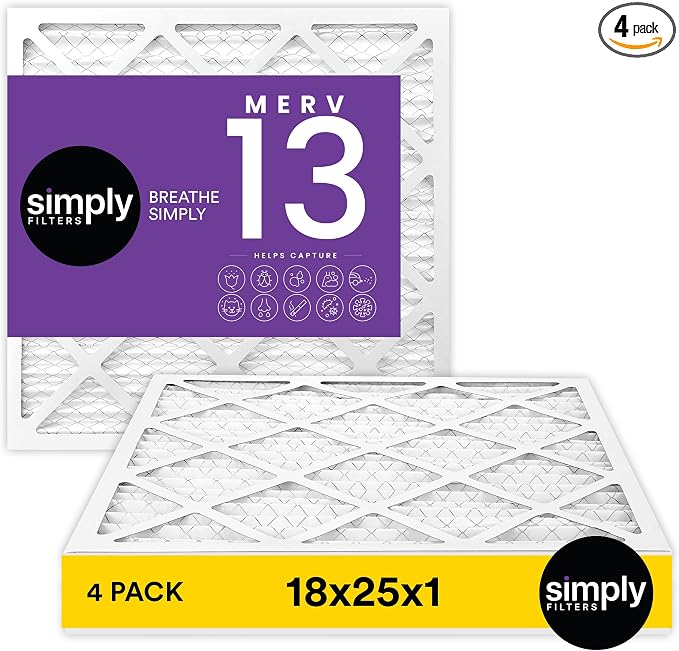 Simply 18x25x1 Air Filter, MERV 13, 4 Pack, by SimplyFilters