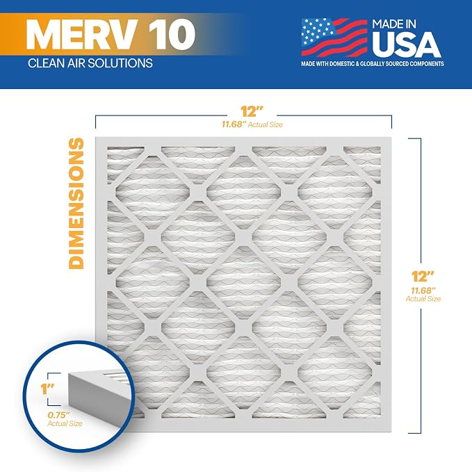 BNX TruFilter 12x12x1 MERV 10 AC Furnace Air Filter - Image 2