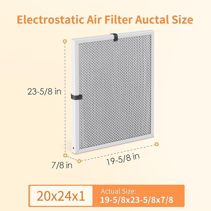 2-Pack 20x24x1 MERV 8 Reusable & Washable Electrostatic Air Filters - Image 2