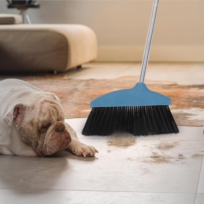BESPORTBLE Soft Bristle Broom Dustpan Set Blue Floor Sweeping Broom Non-Stick - Image 6