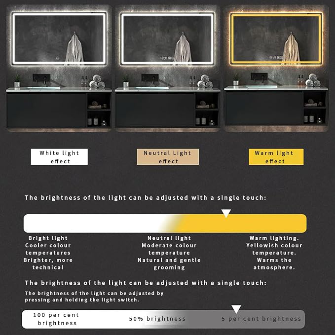 JSLJDM 500 X800 mm Illuminated Backlit LED Bathroom Mirror, Wall Mounted - Image 3