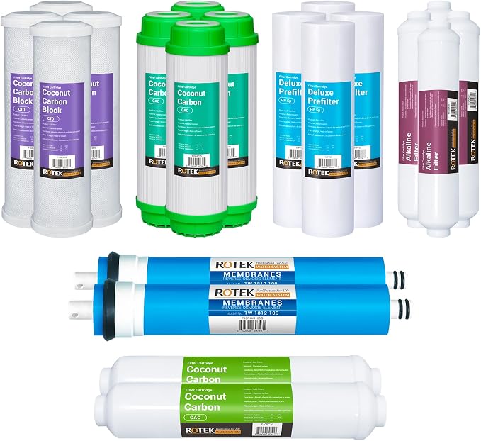 Reverse Osmosis Alkaline pH+ Water Filter Set | 20 Replacement Water Filters by RotekWaterSystem