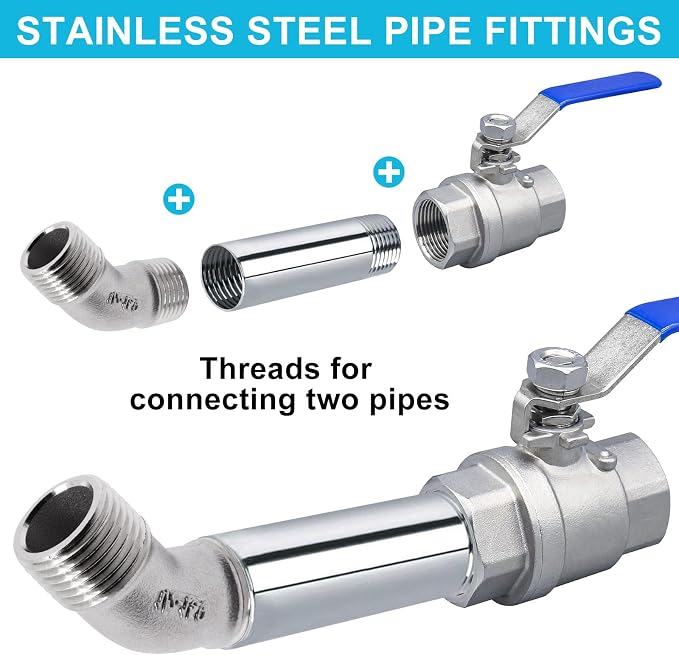 45 Degree Elbow 2PCS, 1/2" NPT Male X 1/2" NPT Male 304 Stainless Steel Pipe - Image 6