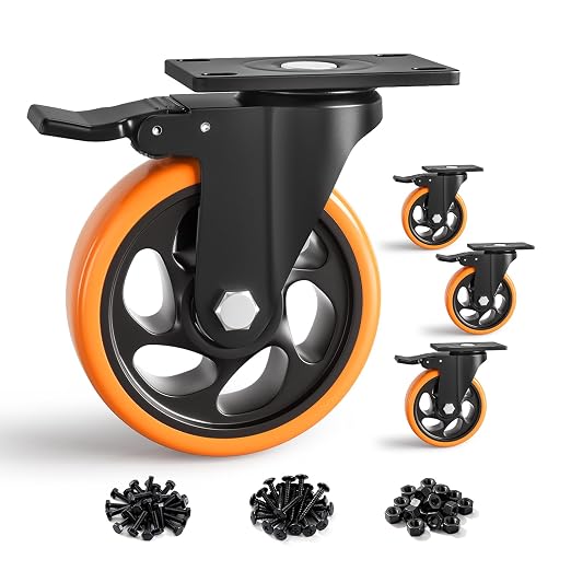 5 Inch Heavy Duty Caster Wheels, Industrial Casters Set of 4 Load 2000lbs by ANDUTEES