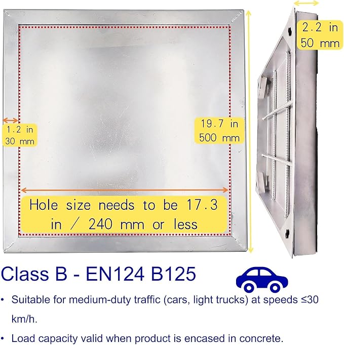 20x20 in Invisible Stainless Steel Manhole Cover and Frame - Image 2