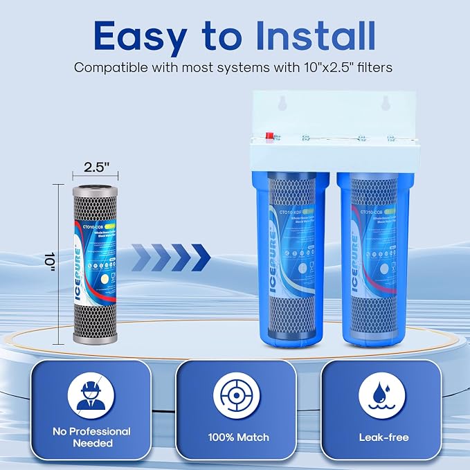 ICEPURE 2.5" x 10" Whole House Water Filter Combo Kit, KDF Filter Cartridge and - Image 6