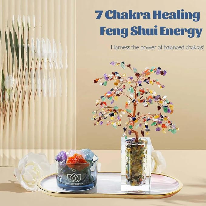Runyangshi Chakra Crystal Tree of Life & Natural Crystal Ore Diffuser Set - Image 5