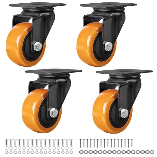 Finnhomy 3 Inch Swivel Casters Wheels Set of 4 Heavy Duty Plate Casters Premium by Finnhomy