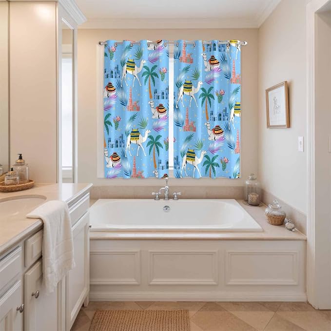 2 Panel Kitchen Cafe Curtains, Desert Landscape Sunlight Filtering Nature Air - Image 3