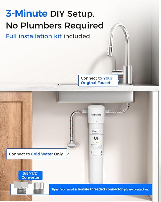 Waterdrop 15UAW-UF 0.01 μm Ultra Filtration Under Sink Water Filter System - Image 7