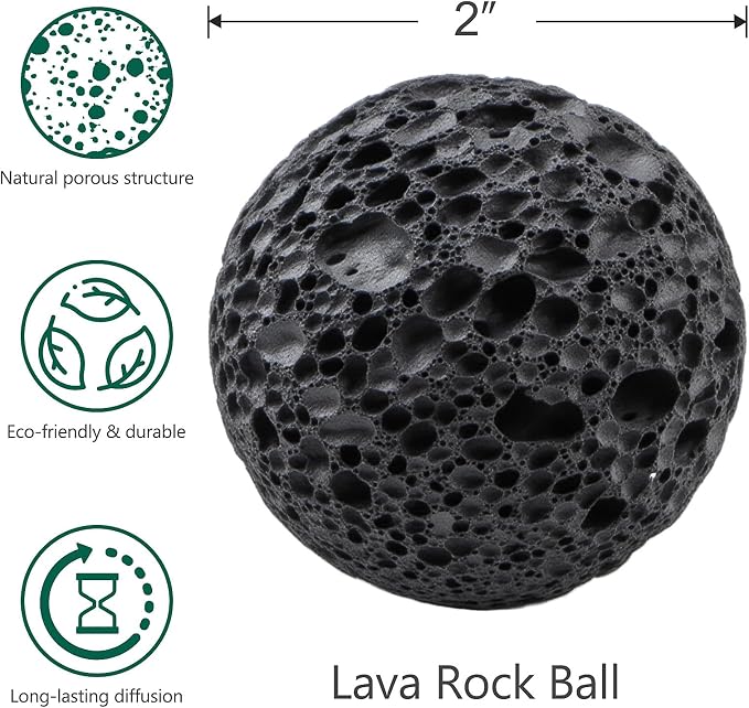 3 Pcs Lava Rock Essential Oil Diffusers -1 Spherical Lava Stone Passive - Image 2