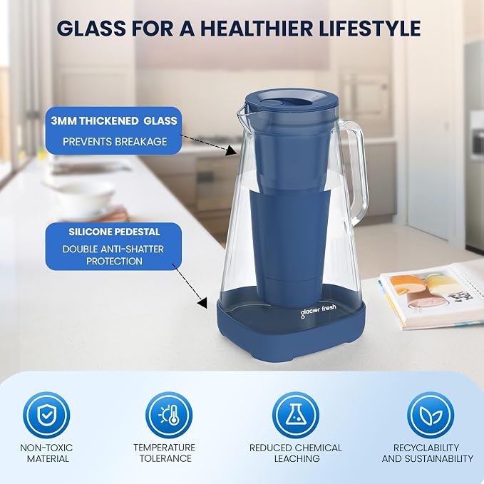 GLACIER FRESH 10 Cup Glass Water Pitcher - Image 2