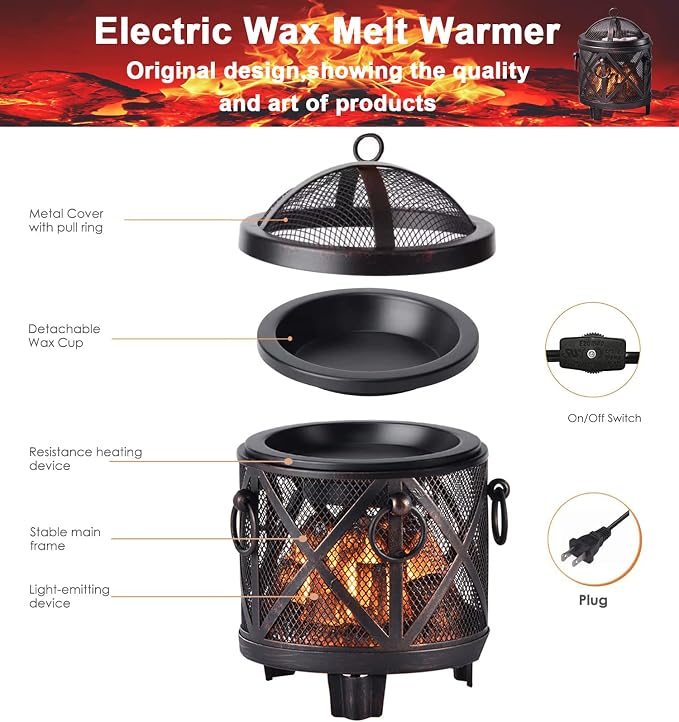 Dicimi Wax Melt Warmer, 4-in-1 Electric Wax Melter, Oil Burner, Fireplace Wax - Image 8