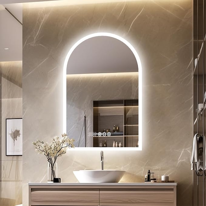 LUVODI Lighted LED Bathroom Mirror: 36x24IN Arched Dimmable Wall Lighted Vanity by LUVODI