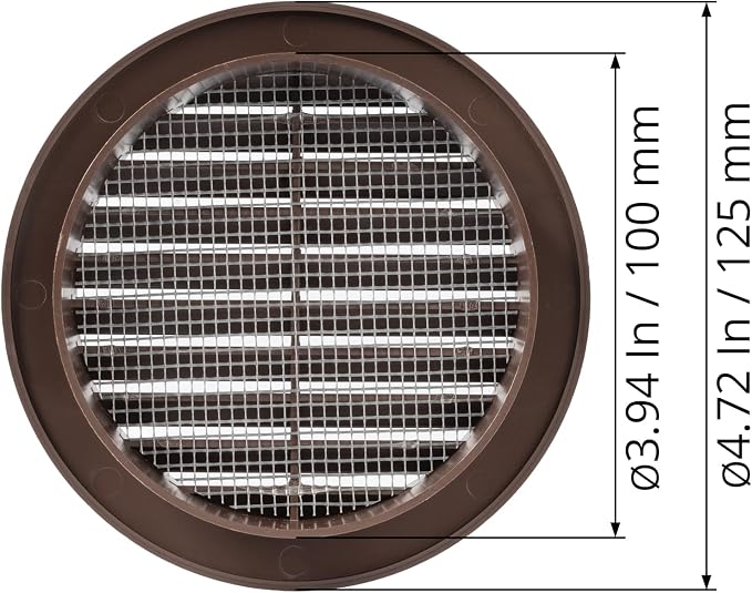 Brown 4" Inch Round Ventilation Grille - Image 5