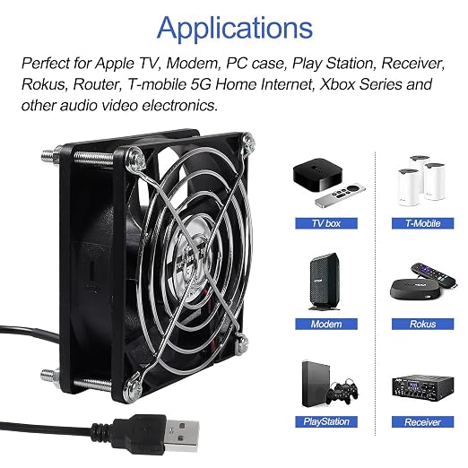 UMLIFE 2PACK DC 80mm USB Fan 5V 8025 Dual Ball Bearing Brushless Cooling - Image 3