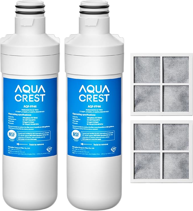 AQUA CREST LT1000PC ADQ747935 Refrigerator Water Filter and Air Filter by AQUACREST