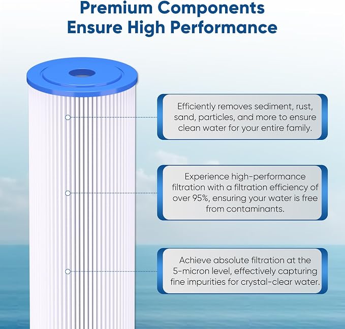 PUREPLUS 4.5"x 20" 3-Stage Whole House Water Filter Cartridge Combo Kit - Image 2