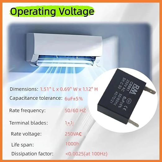 C61-P2 E237947 Capacitor 6uF 250VAC 50/60Hz 10000AFC C22.2NO.190 85℃ Fit - Image 3