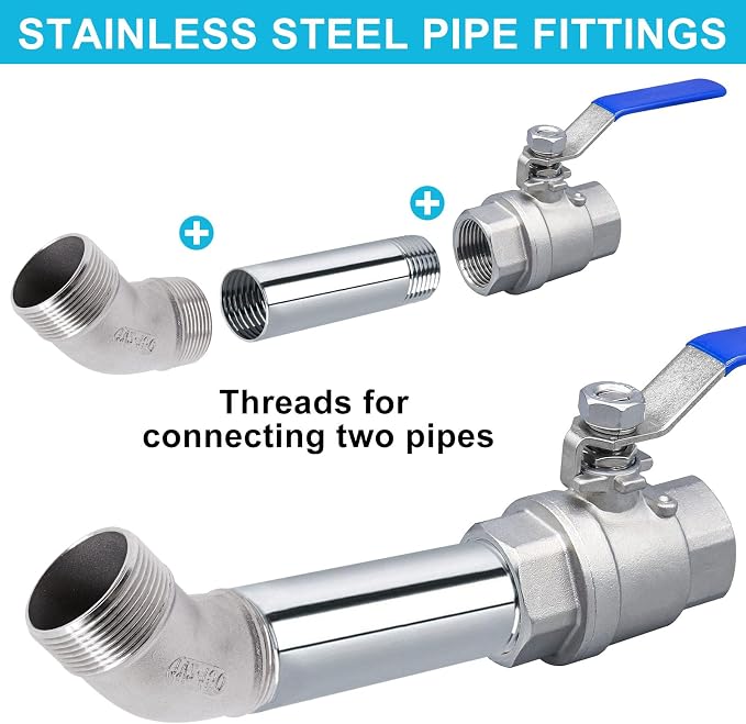 45 Degree Elbow 1PCS, 1-1/2" NPT Male X 1-1/2" NPT Male 304 Stainless Steel - Image 6