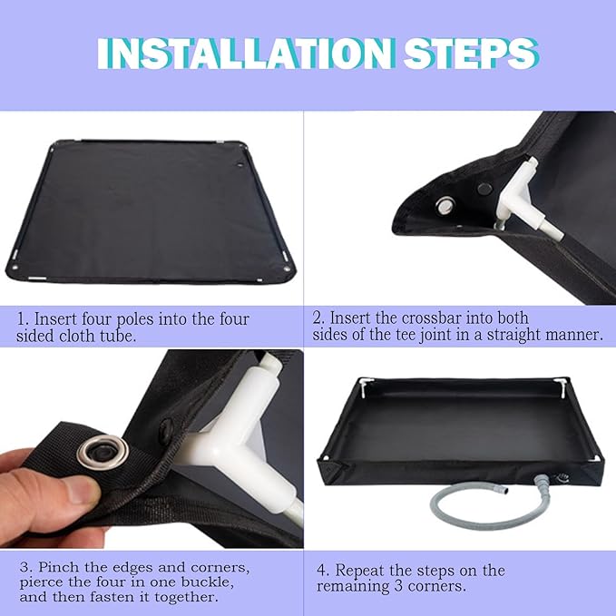 Portable Shower Pan, Foldable Outdoor Shower Floor with Drain & Storage Bag, RV Shower Pan Camping Shower Base for Outdoor, Indoor, Camping, Beach, Pet Bath