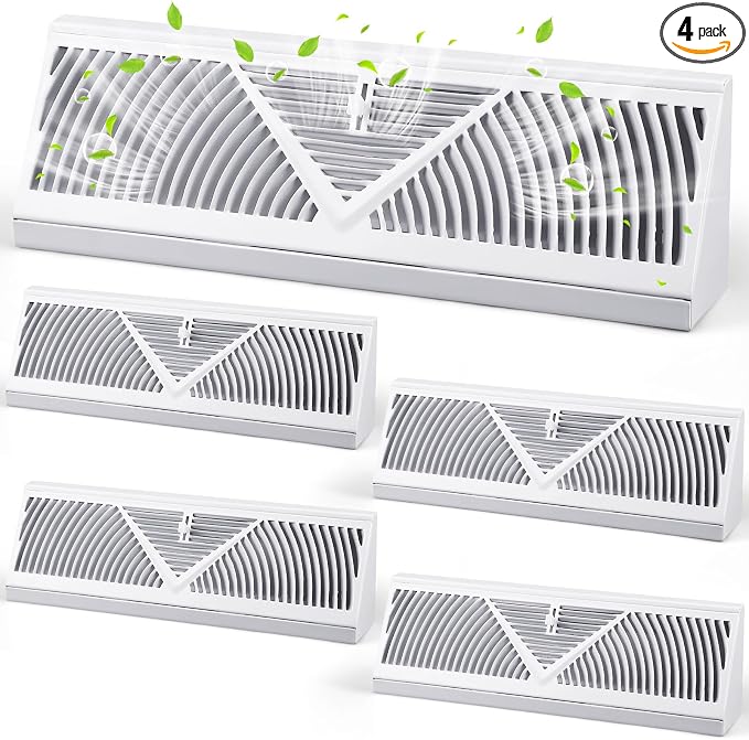 Yaocom 4 Pcs Baseboard Register Vent 15 Inch Duct Opening Size Baseboard Vent by Yaocom