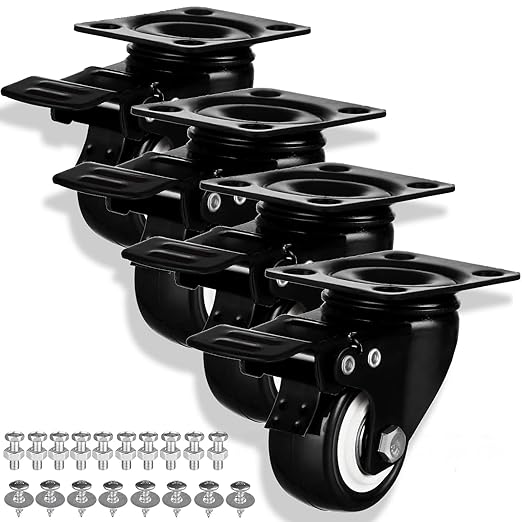 Casters Wheels Set of 4 Heavy Duty Swivel Casters 2" Double Locking Castor by GcFoir